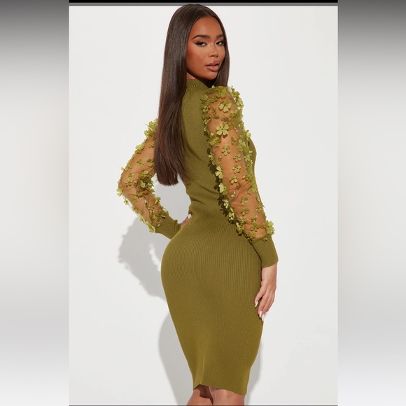 Fashion nova green Ribbed Dress - Picture 2 of 5